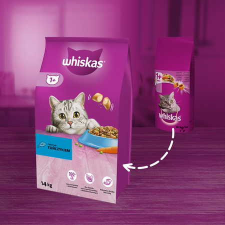 WHISKAS Adult TUŃCZYK 14kg sucha karma dla kotów