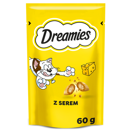 DREAMIES Variety Snack Box – karma uzupełniająca dla kotów (z kurczakiem, z serem i o smaku łososia) - 720g - 12x60
