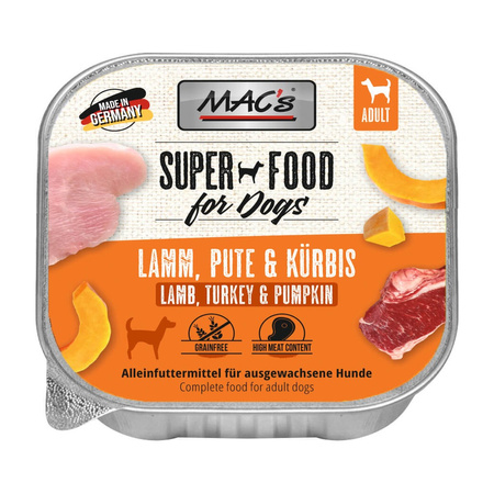 MAC's Dog Bezzbożowa Mokra Karma Dla Psa Tacka 150g Jagnięcina z Indykiem i Dynią