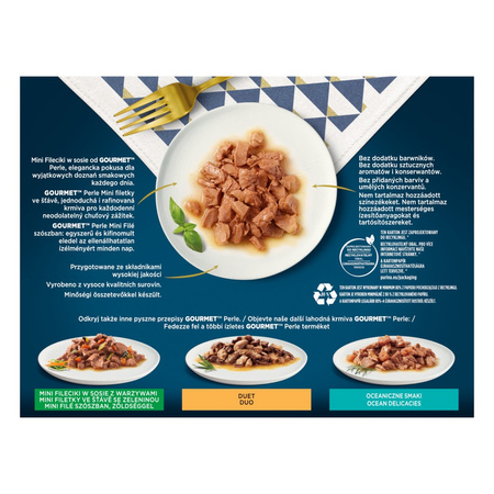 Purina Gourmet 12x85g Perle Mini Fileciki w Sosie Mokra Karma Dla Kota 8+4 Saszetki GRATIS