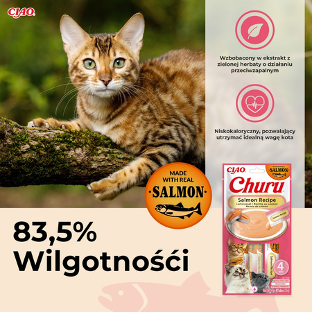 Inaba Cat Churu Salmon Recipe 4x14g (56g) Kremowy Przysmak Dla Kota Pasta z Łososiem