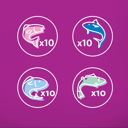 Whiskas Adult 40x85g Rybne Przysmaki Mokra Karma Dla Dorosłych Kotów 4 Smaki W Galaretce