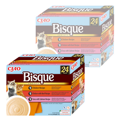 Inaba Cat Ciao Bisque 48x40g Uzupełniająca Karma Dla Kota Zupa Krem z Kurczakiem Wołowiną i Rybą