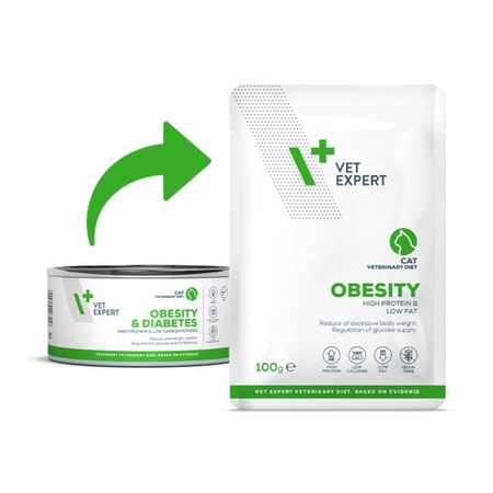 VetExpert Veterinary Diet Obesity Cat 100g Mokra Weterynaryjna Karma Dla Kotów Redukująca Nadmierną Masę Ciała