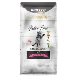 Biofeed Euphoria Gluten Free Kitten & Junior 8kg Sucha Karma Dla Kociąt z Indykiem i Królikiem