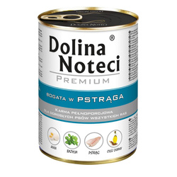 Dolina Noteci PREMIUM bogata w pstrąga puszka 400 g Mokra karma dla psa