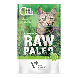 Vet Expert Raw Paleo Sterilised Game 100g Saszetka Karma Mokra z Dziczyzną Dla Kotów Sterylizowanych