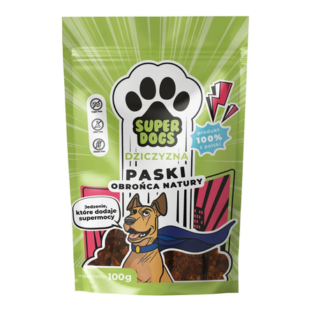 Uniszki Superdogs Obrońca Natury Paski 100g Naturalny Przysmak Dla Psa Z Dziczyzny