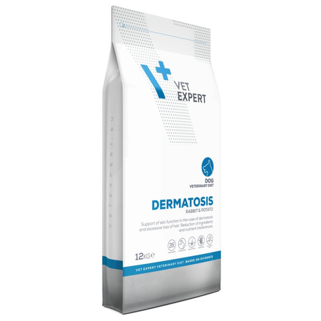 Vet Expert Dermatosis 12kg Sucha Karma Weterynaryjna z Królikiem Dla Psa z Alergią i Wrażliwą Skórą