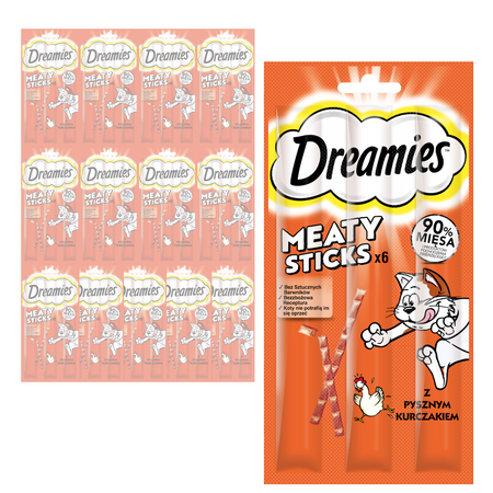 Przysmak Dreamies 14x30g Karma Uzupełniająca Dla Dorosłych Kotów Pałeczki Z Kurczakiem