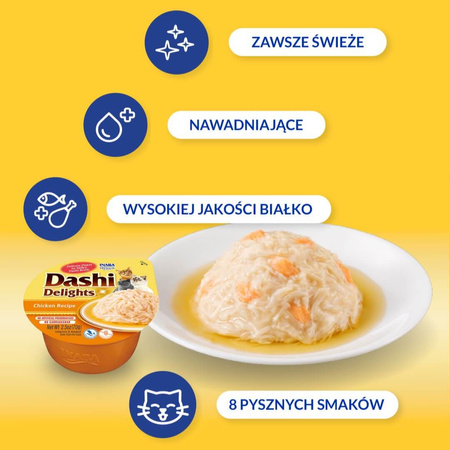 Inaba Cat Dashi Delights 6x70g Uzupełniająca Karma Dla Kota Bulion z Kurczakiem 3+3 Gratis