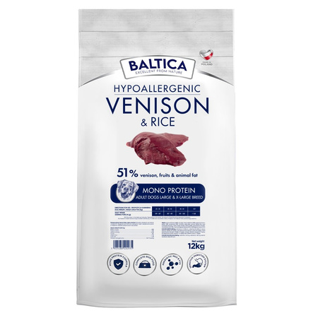 Baltica Adult Dziczyzna z Ryżem L/XL 12kg Hipoalergiczna Sucha Karma Dla Psów Dużych i Olbrzymich Ras