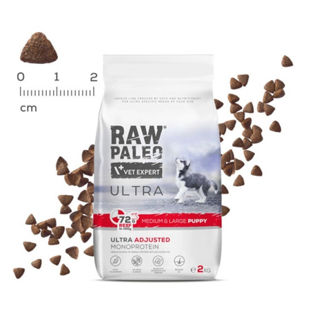Raw Paleo Ultra Beef Medium & Large Puppy 2kg Sucha Karma z Wołowiną Dla Szczeniąt