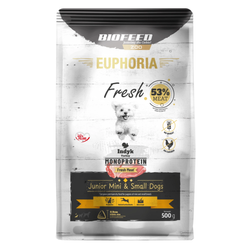 Biofeed Euphoria Fresh Turkey 500g Monoproteinowa Sucha Karma Dla Szczeniąt Ras Miniaturowych I Małych Ze Świeżym Indykiem