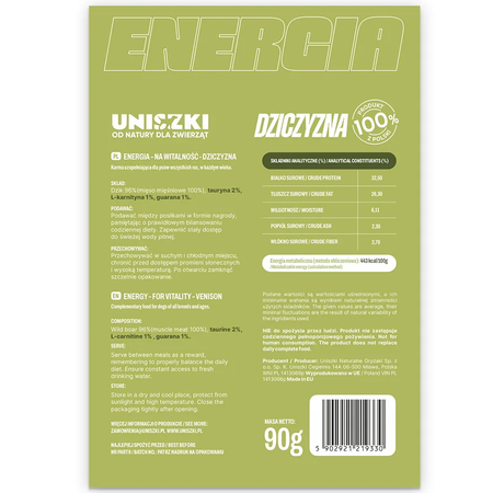 Uniszki Functional Energia 90g Przysmak Dla Psa Z Dziczyzną Witalność I Regeneracja