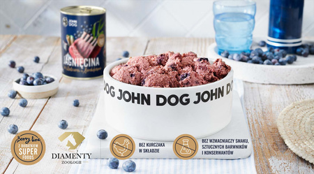 John Dog Berry JUNIOR JAGNIĘCINA I ŚLEDŹ z borówkami 800g - Mokra Karma dla szczeniąt, 96% mięsa