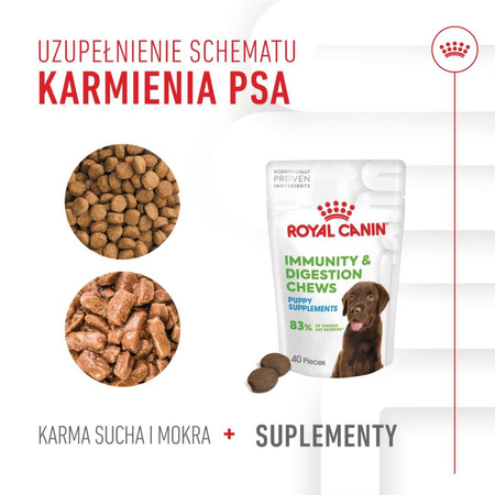Royal Canin Supplements Dog Immunity & Digest Puppy 100g Suplementy W Postaci Przysmaków Wspierające Prawidłowe Trawienie I Odporność Szczeniąt