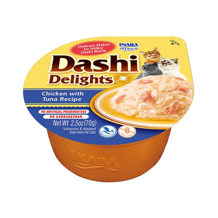 Inaba Cat Dashi Delights 6x70g Uzupełniająca Karma Dla Kota Bulion z Kurczakiem i Tuńczykiem