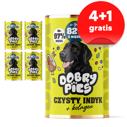 Dobry Pies Mono 5x400g Mokra Karma Dla Dorosłych Psów Z Alergią I Nietolerancją Indyk Z Kolagenem 4+1 GRATIS