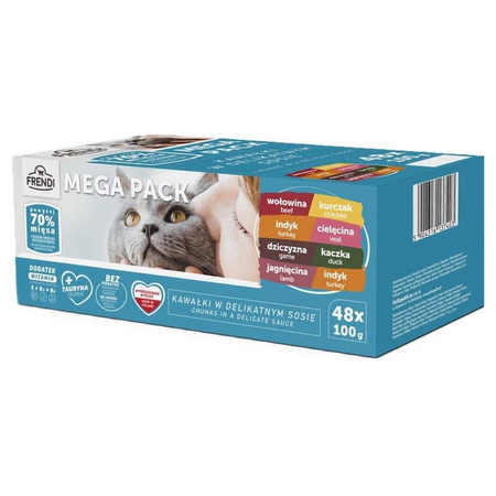 Frendi Mix Mięsnych Smaków w Sosie 48x100g Karma Mokra Dla Kota